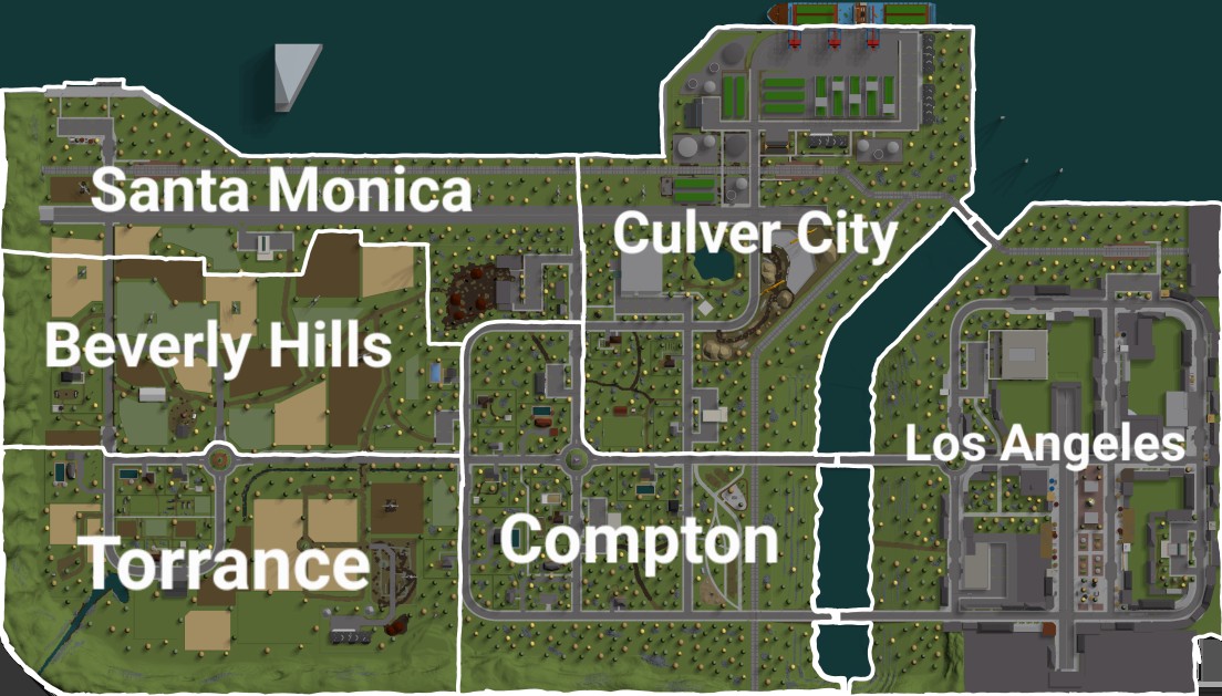 Map of IRP's Los Angeles County — Santa Monica, Culver City, Beverly Hills, Torrance, Compton and Los Angeles
